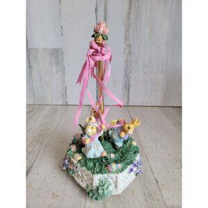 Vintage Maple Easter Bunny wind up music box unique spring rabbit